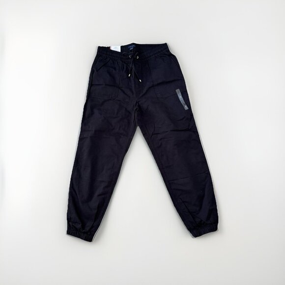 Tommy Hilfiger Black Logo Drawstring Joggers size Medium Cotton Linen - Picture 1 of 9